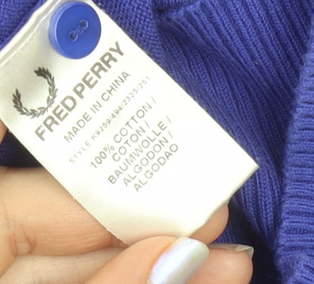 Fred Perry Men's Blue Cotton Short Sleeve Polo Shirt Size M