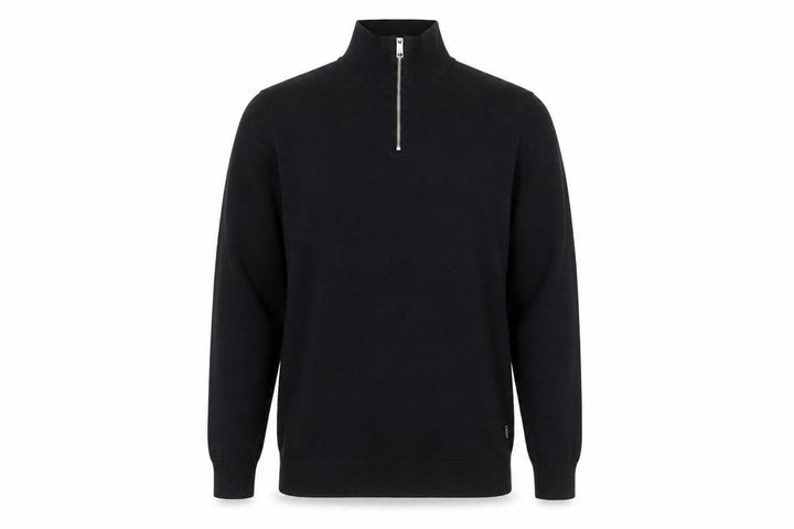 Jack & Jones Men's Black Half Zip High Neck Cotton Blend Jumper M