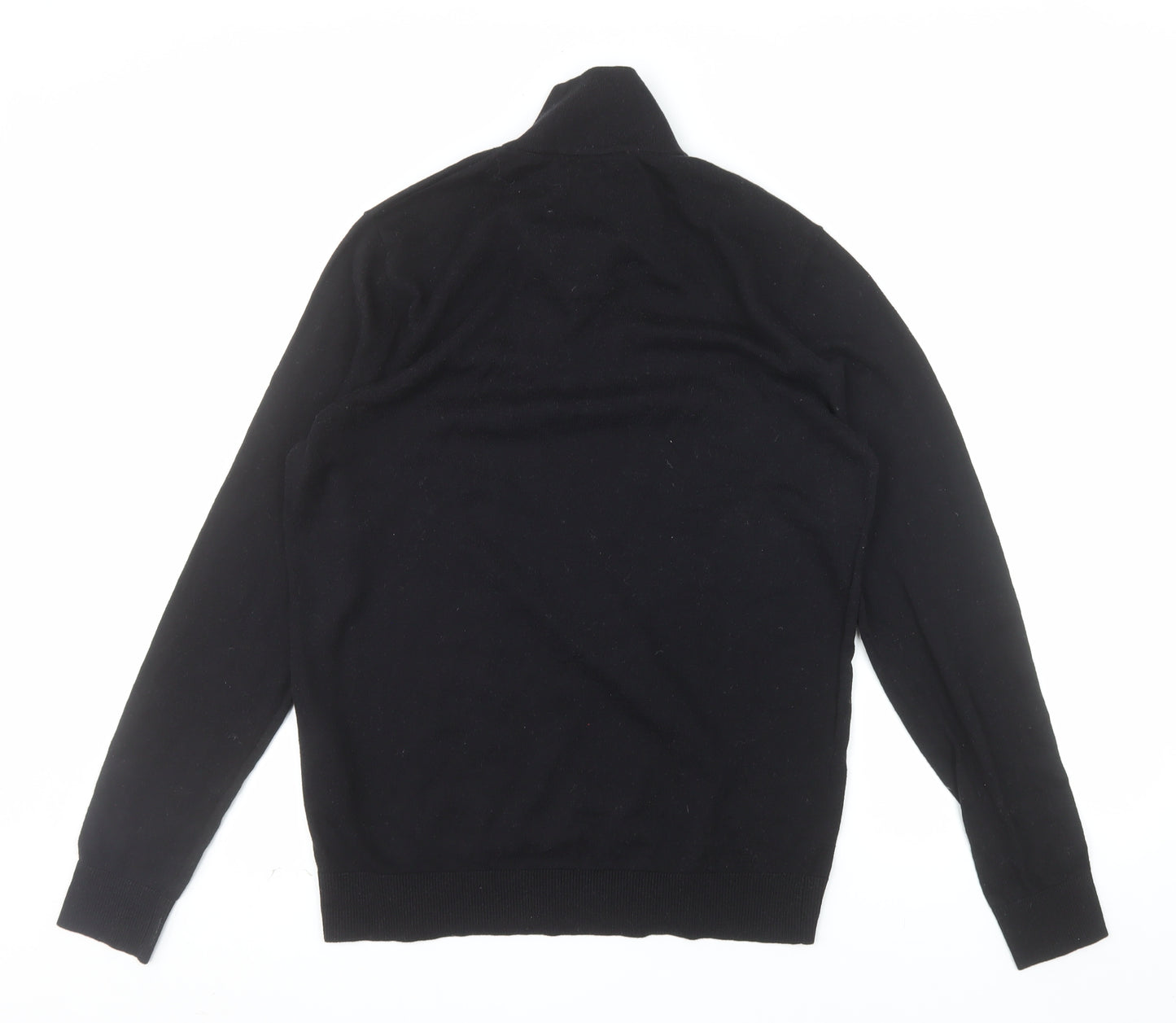 Jack & Jones Men's Black Half Zip High Neck Cotton Blend Jumper M