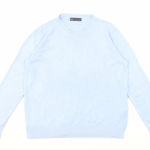 Marks and Spencer Womens Blue Size 16 Acrylic Crew Neck Jumper
