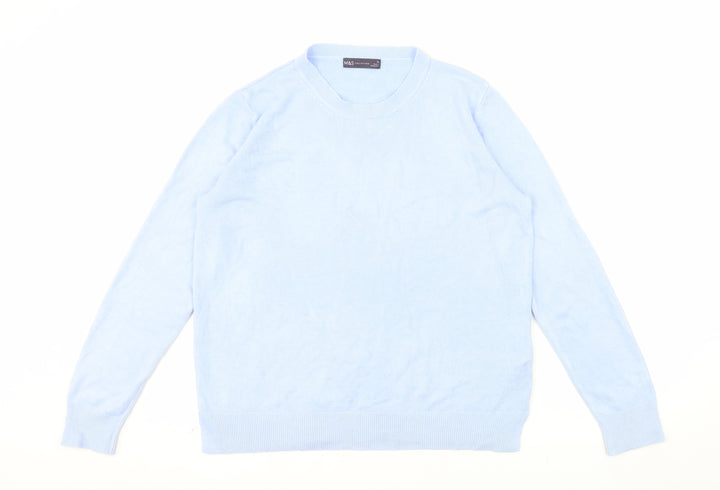 Marks and Spencer Womens Blue Size 16 Acrylic Crew Neck Jumper