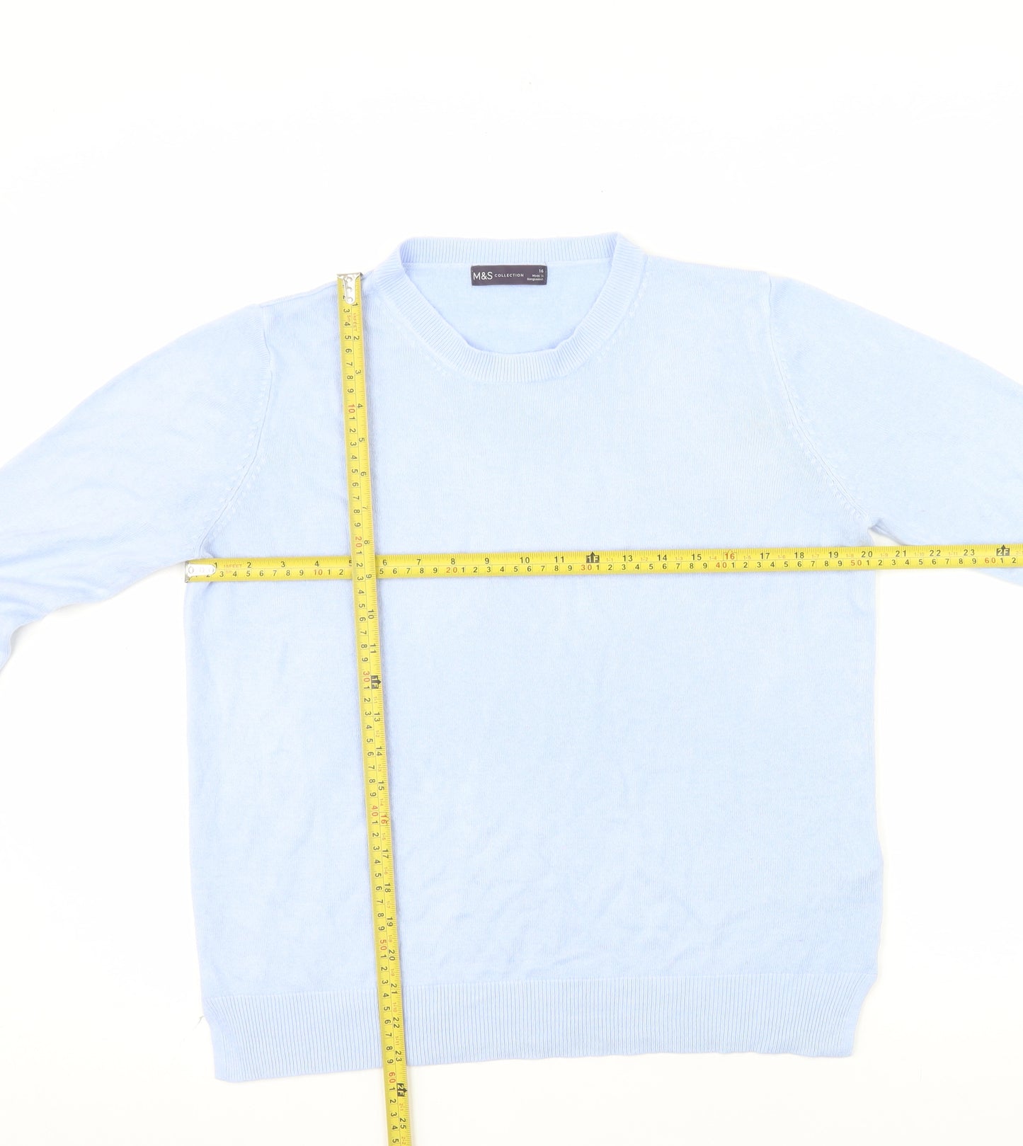 Marks and Spencer Womens Blue Size 16 Acrylic Crew Neck Jumper