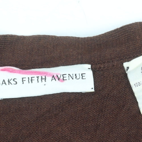 Saks Fifth Avenue Men's Brown Wool Sleeveless Cardigan XL