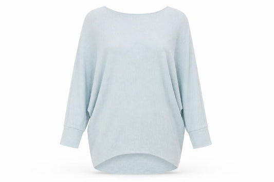Front view of Phase Eight Women's Blue Boat Neck Relaxed Fit Jumper XS