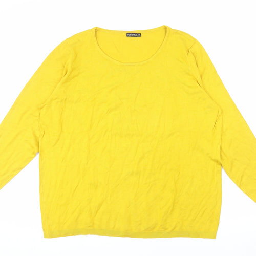 Inextenso Womens Yellow 2XL Round Neck Cotton Pullover Jumper