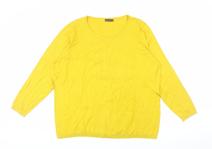 Inextenso Womens Yellow 2XL Round Neck Cotton Pullover Jumper