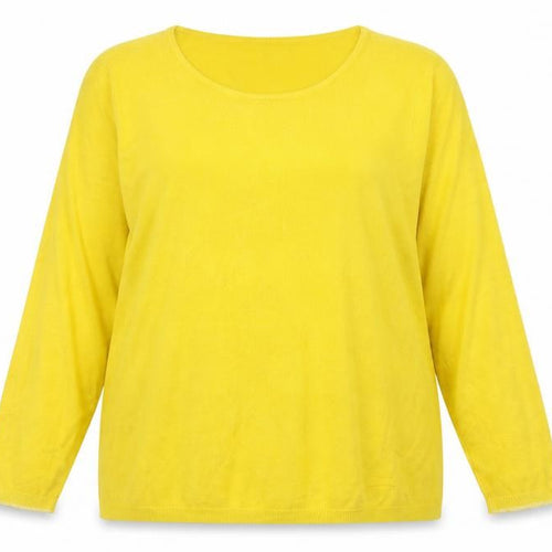 Inextenso Womens Yellow 2XL Round Neck Cotton Pullover Jumper