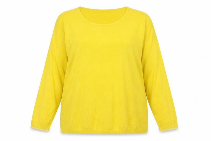 Inextenso Womens Yellow 2XL Round Neck Cotton Pullover Jumper
