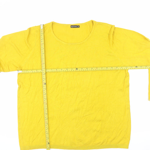 Inextenso Womens Yellow 2XL Round Neck Cotton Pullover Jumper