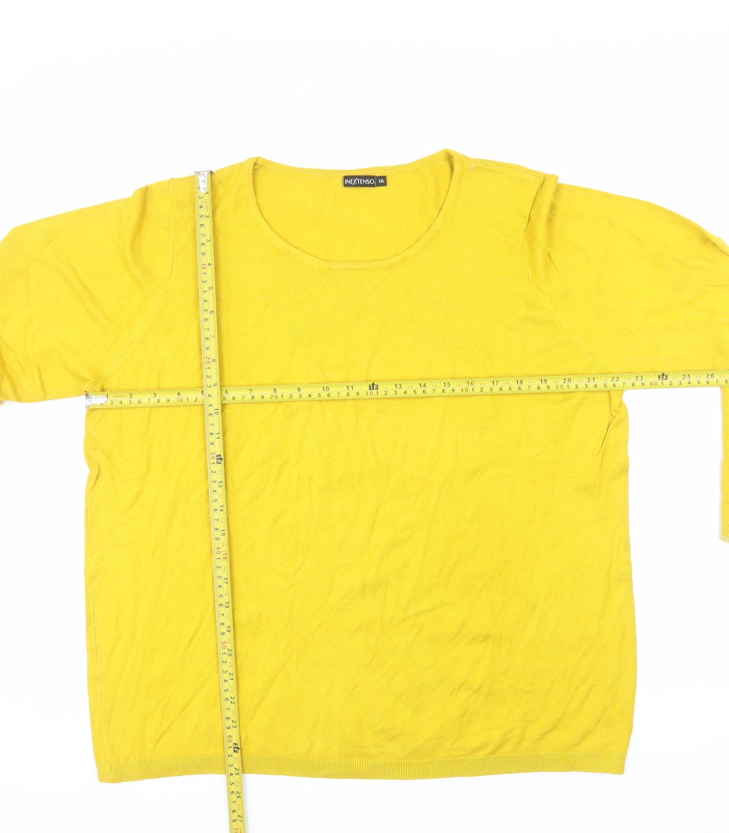 Inextenso Womens Yellow 2XL Round Neck Cotton Pullover Jumper