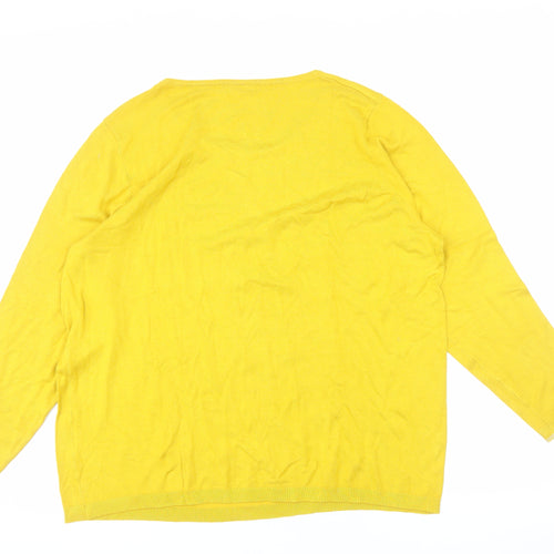Inextenso Womens Yellow 2XL Round Neck Cotton Pullover Jumper