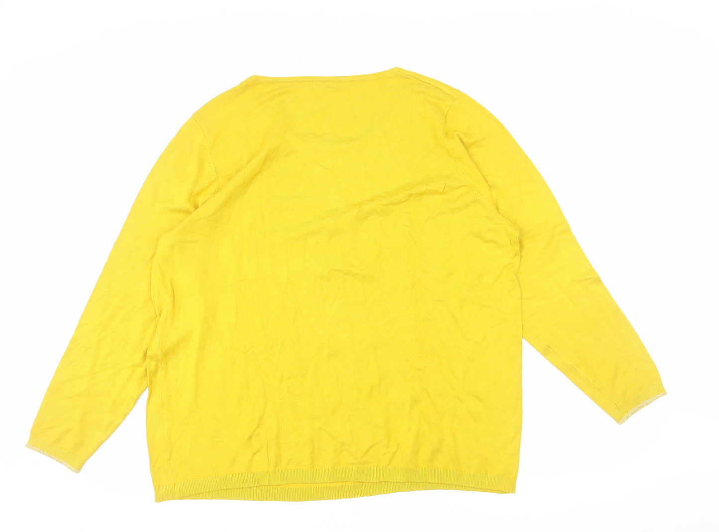 Inextenso Womens Yellow 2XL Round Neck Cotton Pullover Jumper