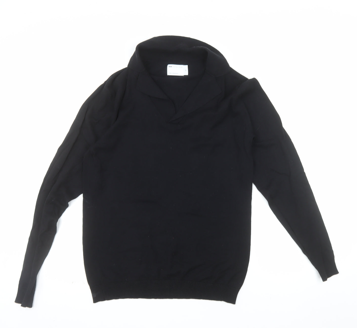 ASOS DESIGN Men's Black Cotton V-Neck Jumper XS