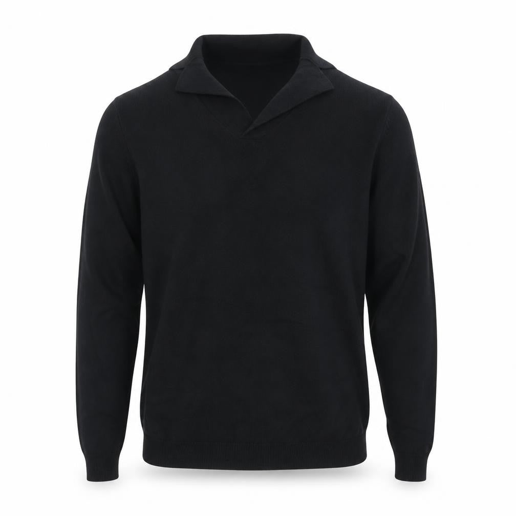 Front view of ASOS DESIGN Men's Black Cotton V-Neck Jumper XS