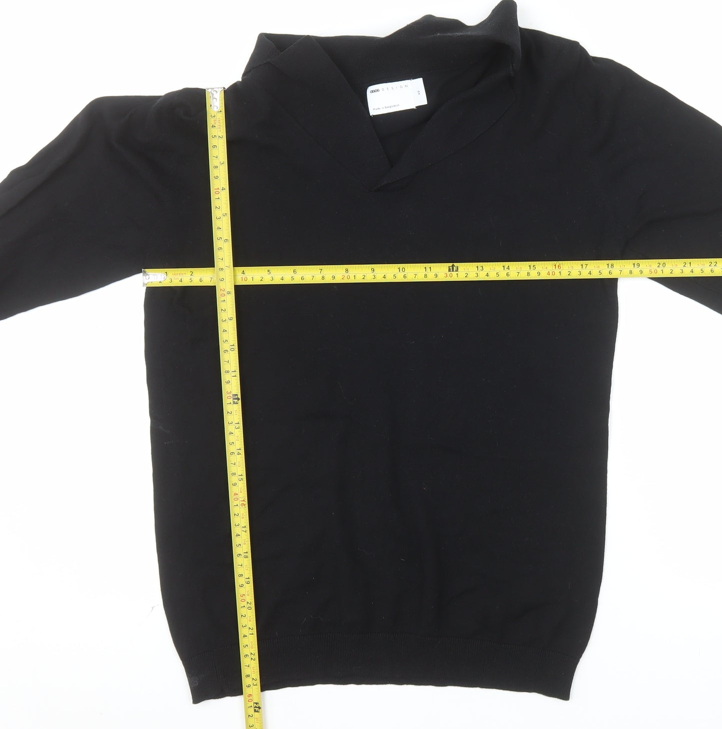ASOS DESIGN Men's Black Cotton V-Neck Jumper XS