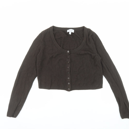 & Other Stories Women Brown Wool Blend Button Cardigan Size 12