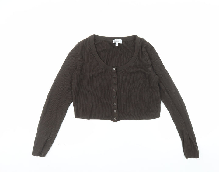 & Other Stories Women Brown Wool Blend Button Cardigan Size 12