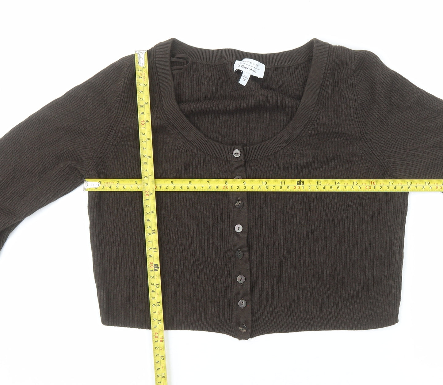 & Other Stories Women Brown Wool Blend Button Cardigan Size 12