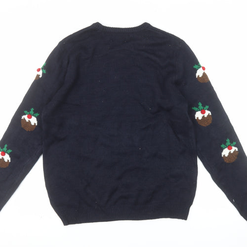 Marks and Spencer Mens Blue Christmas Pudding Jumper Size M