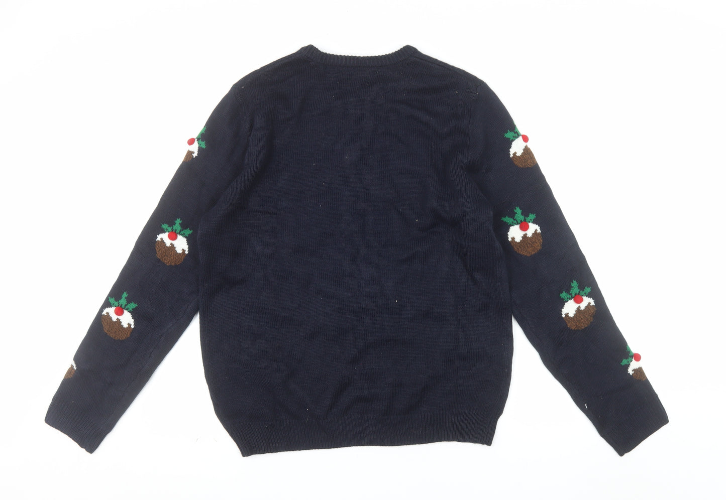 Marks and Spencer Mens Blue Christmas Pudding Jumper Size M