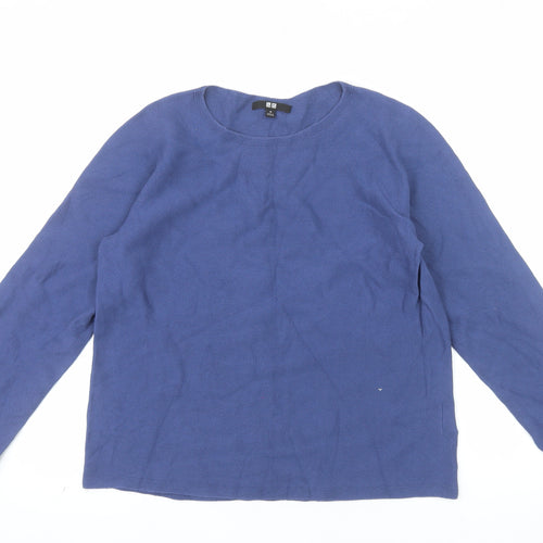 Uniqlo Women Blue Cotton Crew Neck Long Sleeve Pullover Jumper Size M