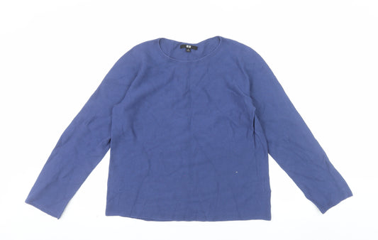 Uniqlo Women Blue Cotton Crew Neck Long Sleeve Pullover Jumper Size M