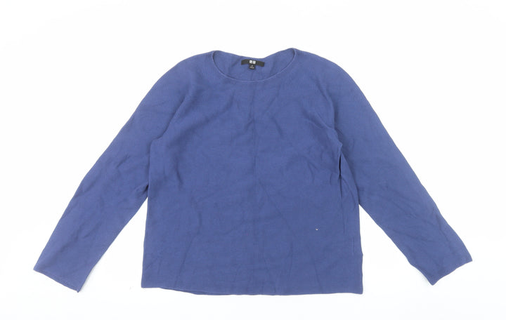 Uniqlo Women Blue Cotton Crew Neck Long Sleeve Pullover Jumper Size M