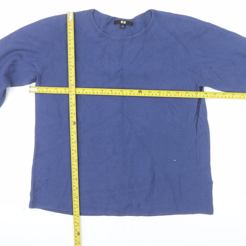 Uniqlo Women Blue Cotton Crew Neck Long Sleeve Pullover Jumper Size M