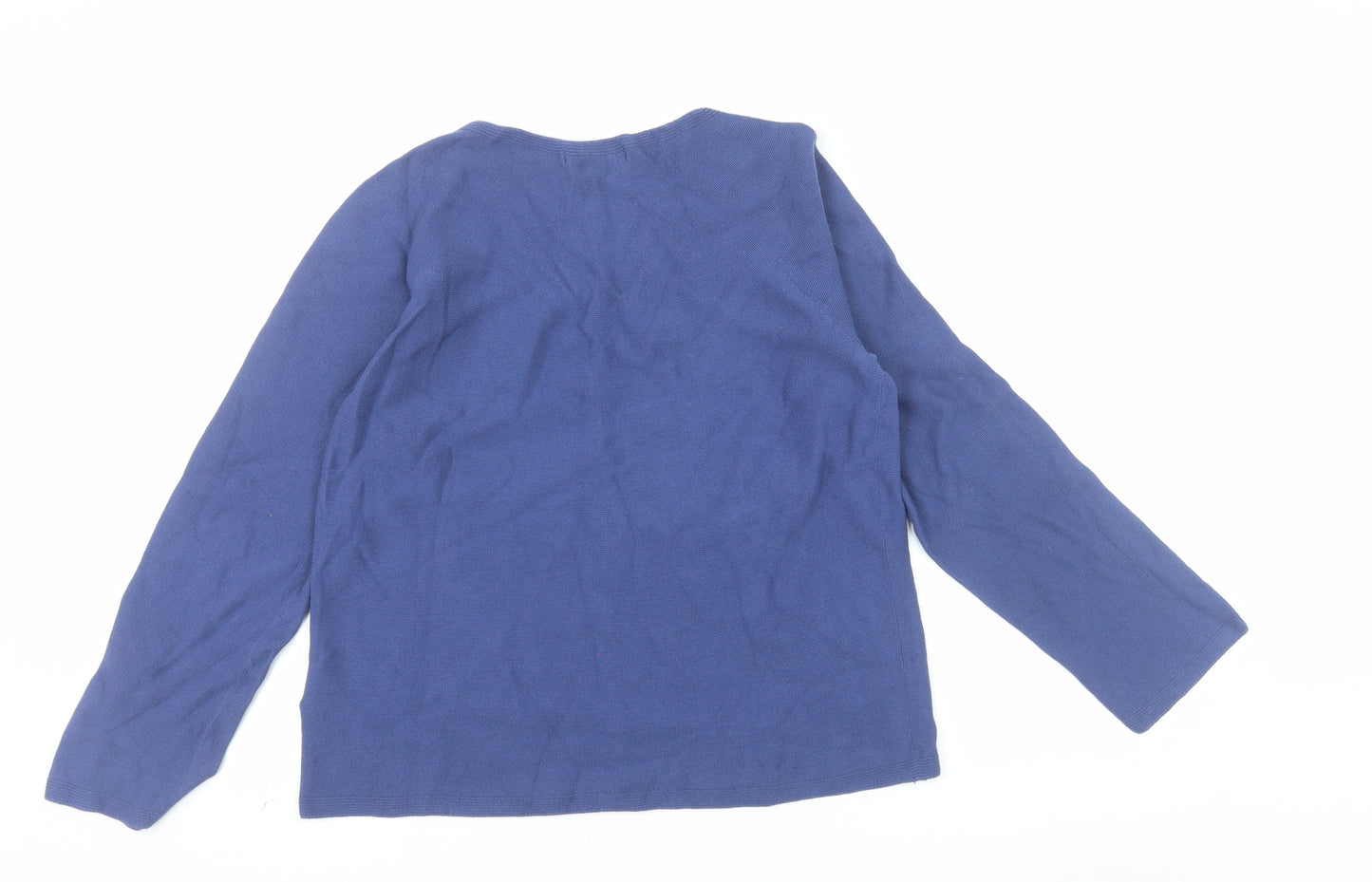 Uniqlo Women Blue Cotton Crew Neck Long Sleeve Pullover Jumper Size M