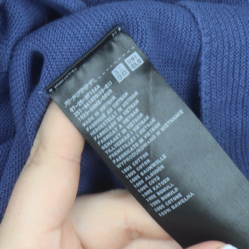 Uniqlo Women Blue Cotton Crew Neck Long Sleeve Pullover Jumper Size M
