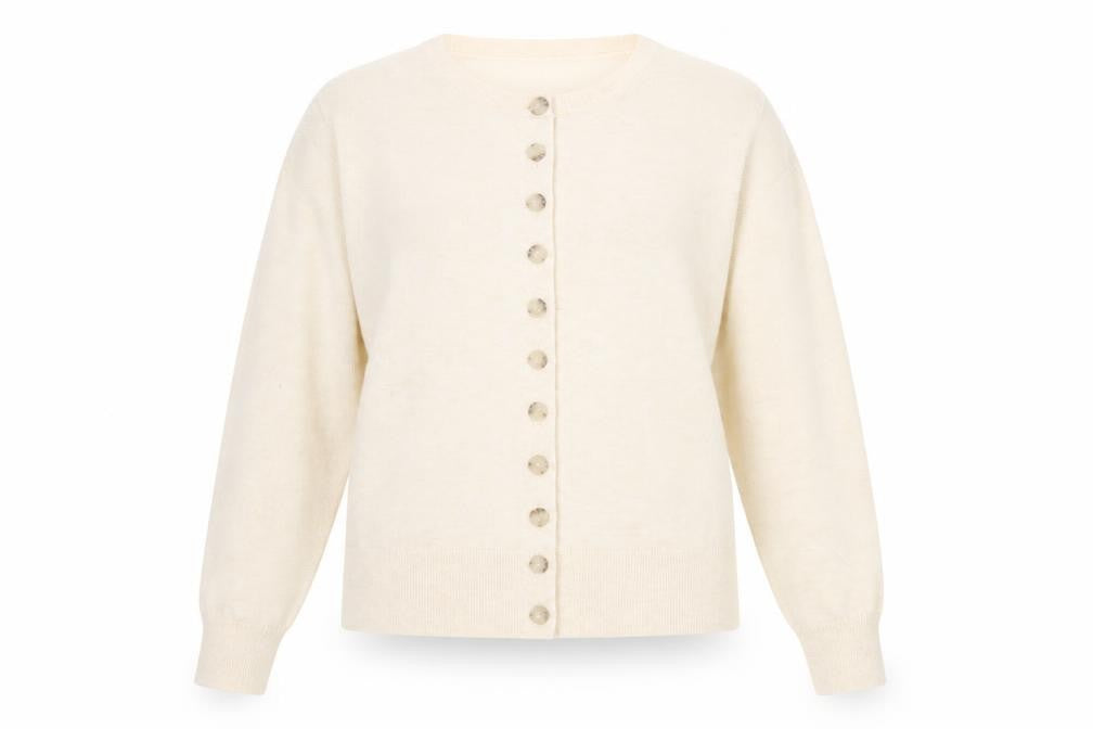 Marks and Spencer Women Beige L Cardigan Crew Neck Wool Blend