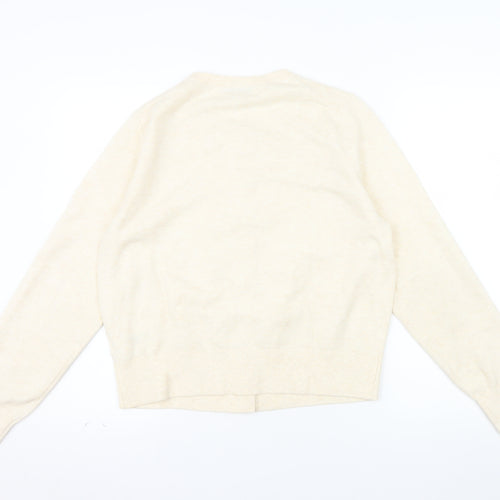 Marks and Spencer Women Beige L Cardigan Crew Neck Wool Blend