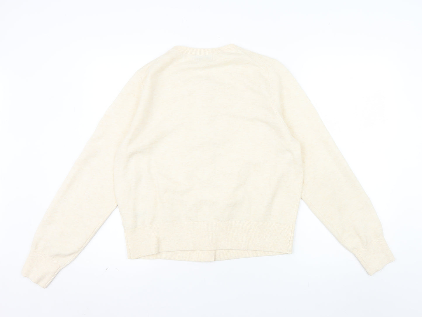 Marks and Spencer Women Beige L Cardigan Crew Neck Wool Blend