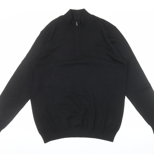 Limehaus Men’s Black 1/2 Zip Wool Blend Jumper Size L