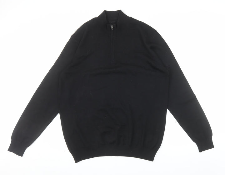 Limehaus Men’s Black 1/2 Zip Wool Blend Jumper Size L