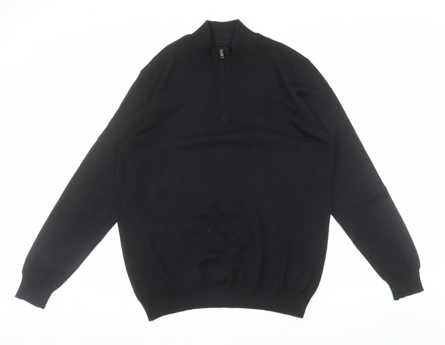 Limehaus Men’s Black 1/2 Zip Wool Blend Jumper Size L