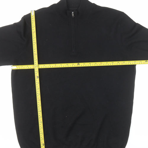 Limehaus Men’s Black 1/2 Zip Wool Blend Jumper Size L