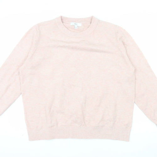 Marks and Spencer Womens Pink Crew Neck Knit Jumper L