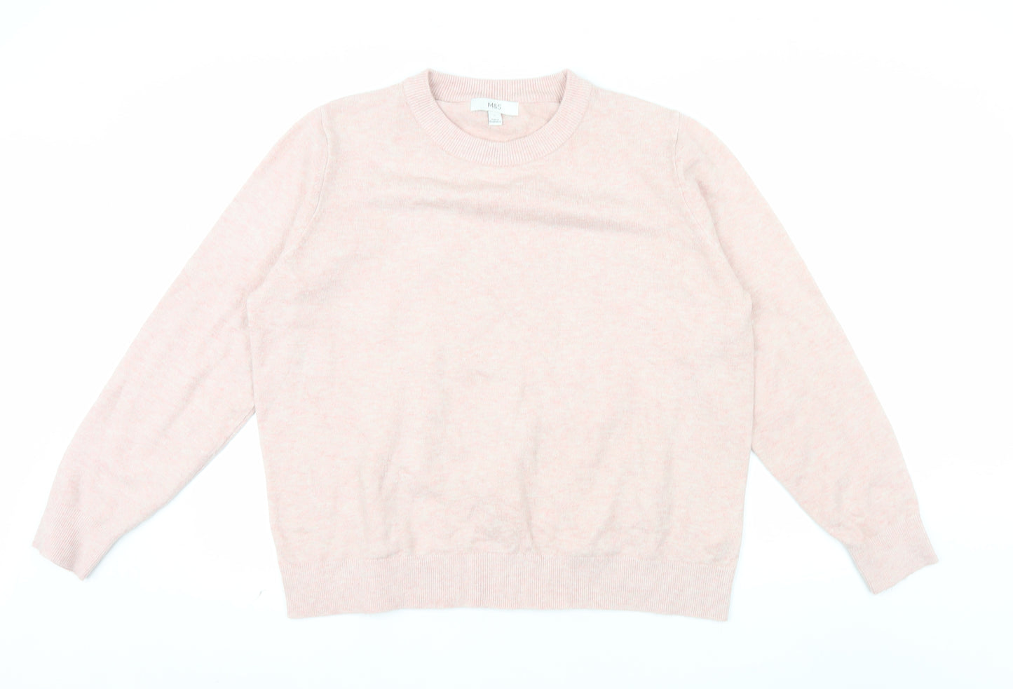 Marks and Spencer Womens Pink Crew Neck Knit Jumper L