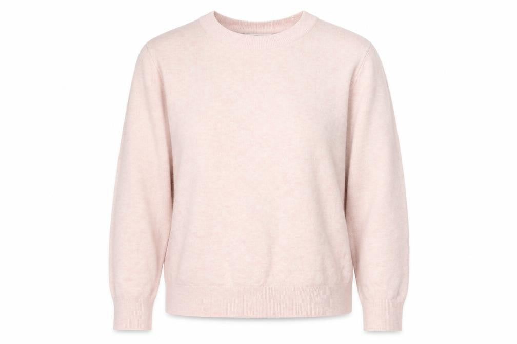 Front view of Marks & Spencer women’s pink crew neck knit jumper l