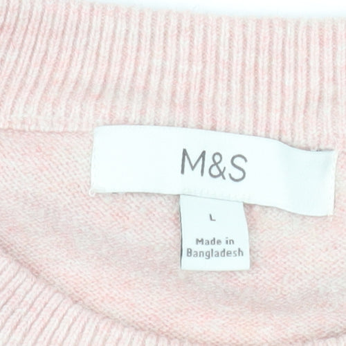 Marks and Spencer Womens Pink Crew Neck Knit Jumper L