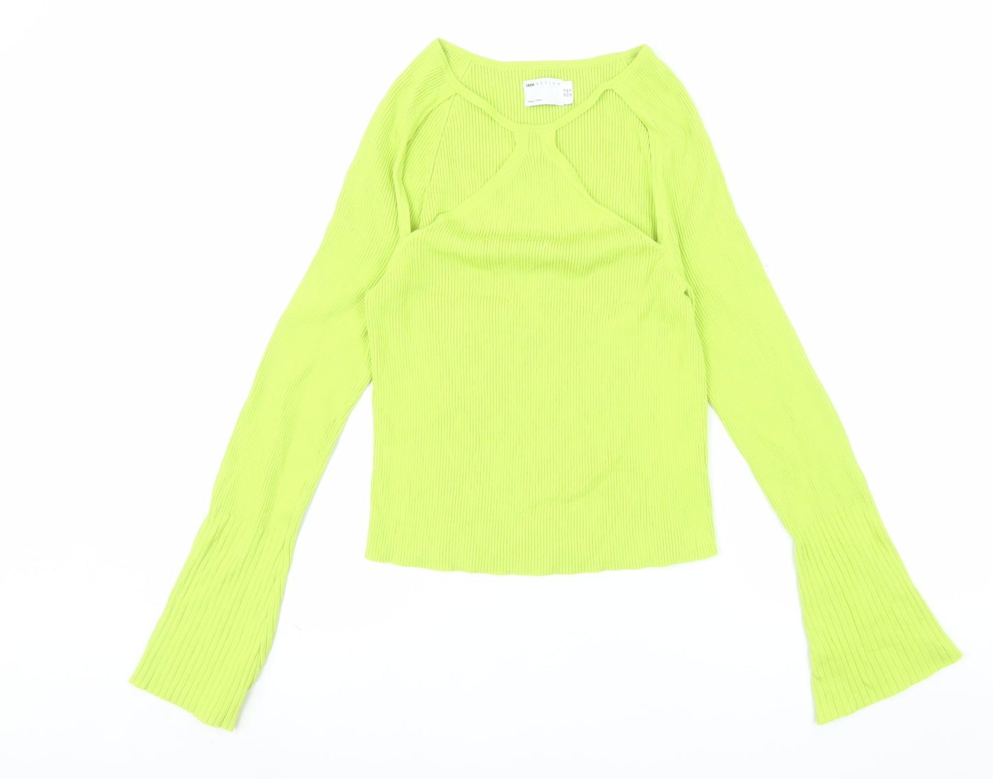 ASOS DESIGN Women’s Green Cropped Slim Fit Long Sleeve Top UK 16