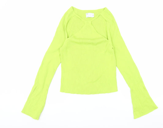 ASOS DESIGN Women’s Green Cropped Slim Fit Long Sleeve Top UK 16