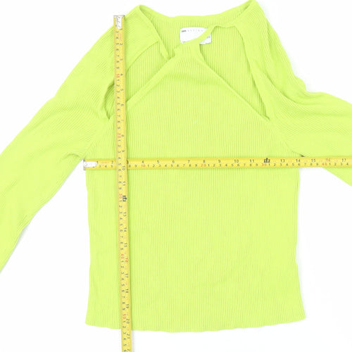 ASOS DESIGN Women’s Green Cropped Slim Fit Long Sleeve Top UK 16