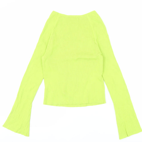 ASOS DESIGN Women’s Green Cropped Slim Fit Long Sleeve Top UK 16
