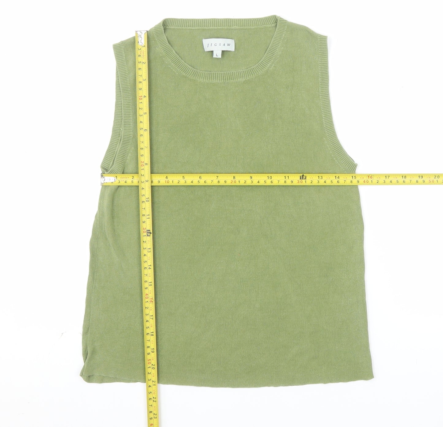 Jigsaw Women's Green 100% Silk Sleeveless Knit Vest L