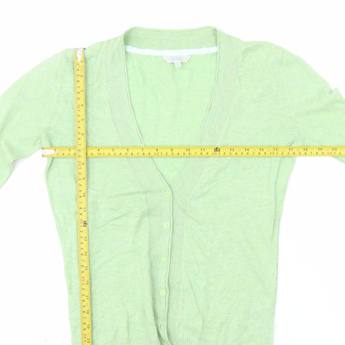 Fat Face Women's Green Size 10 Cotton Long Sleeve Cardigan