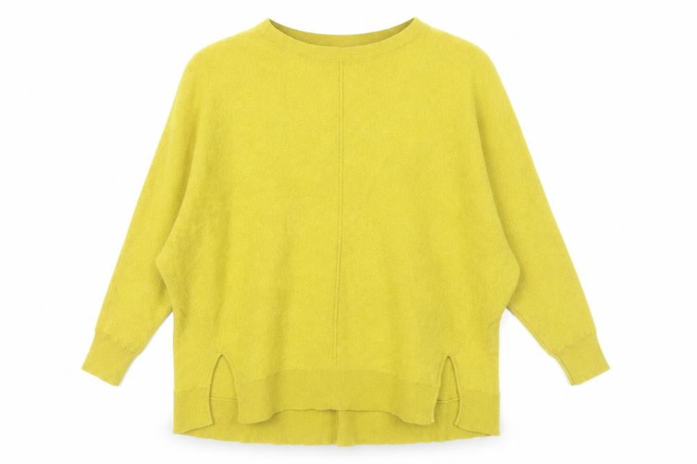 Front view of Phase Eight women’s yellow wool cashmere blend relaxed jumper uk s
