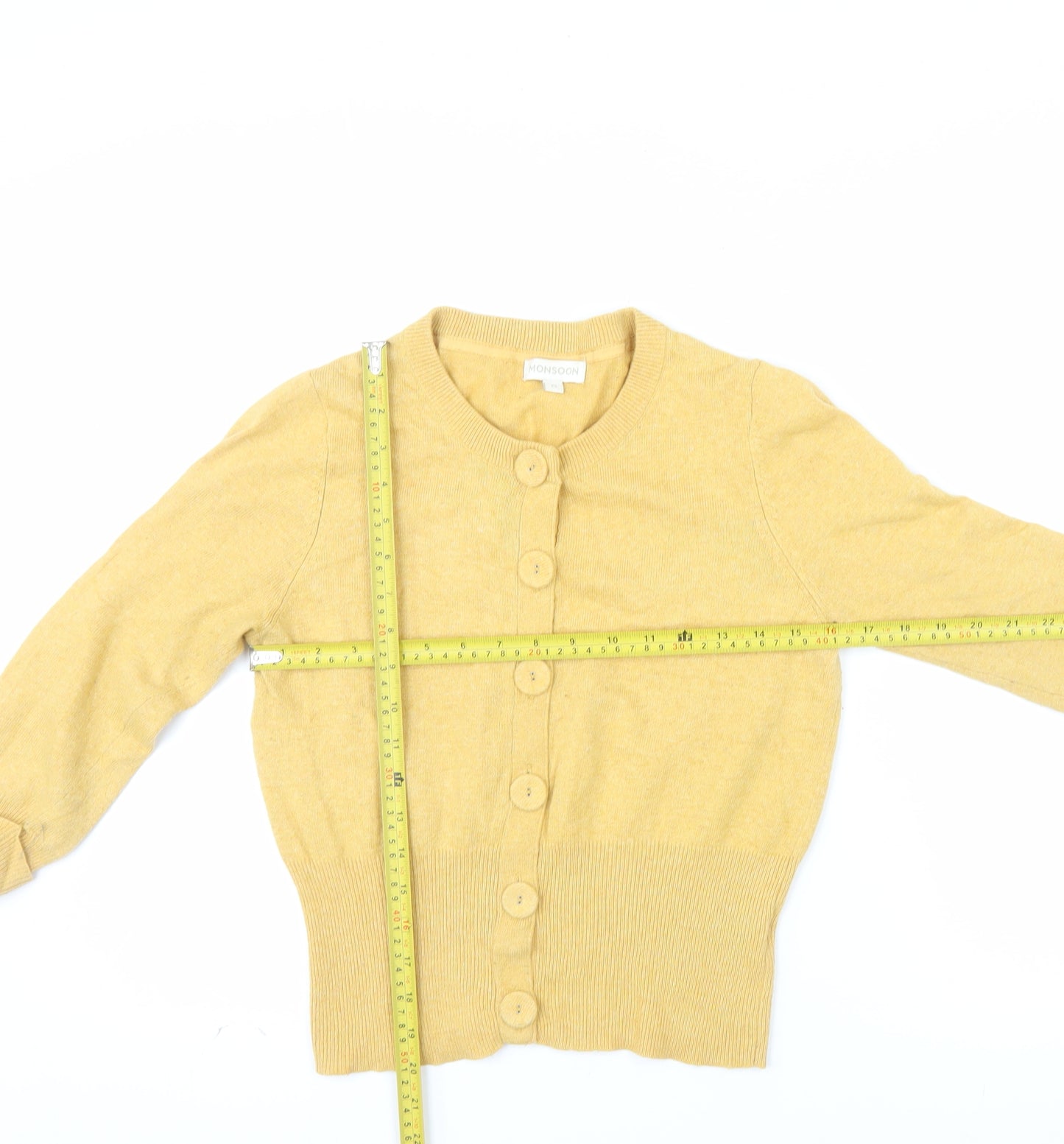 Monsoon Women's Yellow Cotton Angora Cashmere Cardigan M