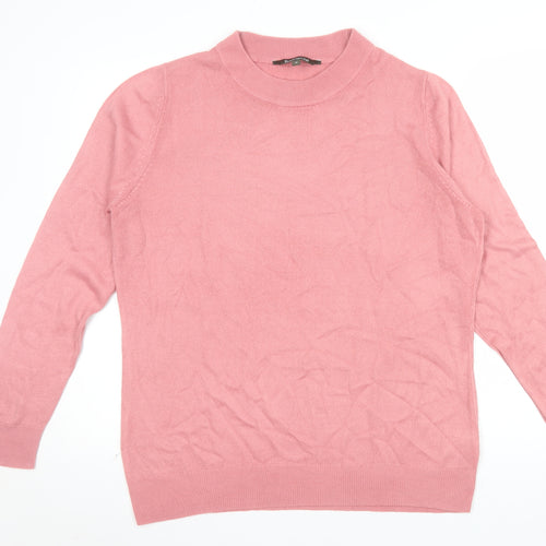 Bonmarché Women's Pink Mock Neck Long Sleeve Acrylic Jumper Size 16